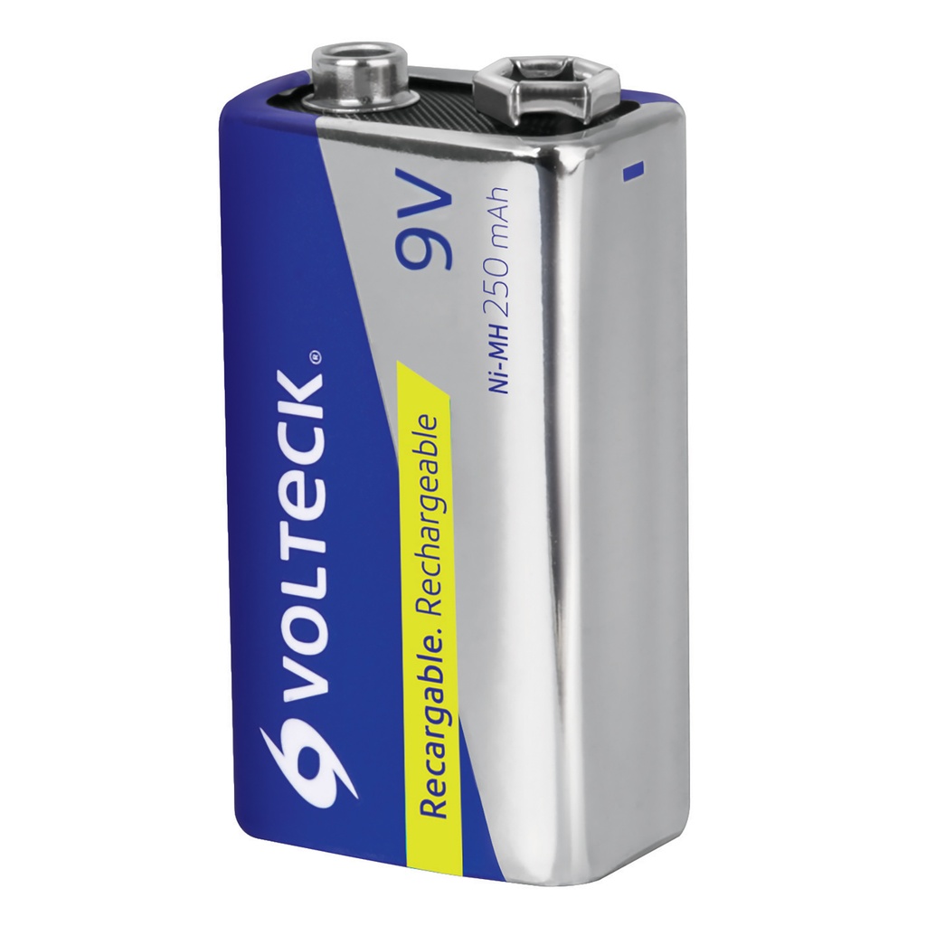 47203 / Pila de 9 V recargable uso general, 250 mAh, en blíster, Volteck