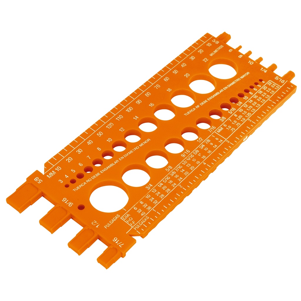 10811 / Regleta medidora de tuercas y tornillos, 22 cm, Truper