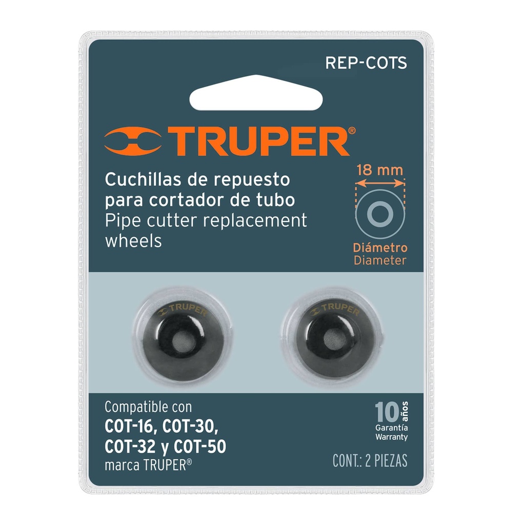12862 / Blíster con 2 cuchillas para cortadores de tubo COT-16-50, Truper