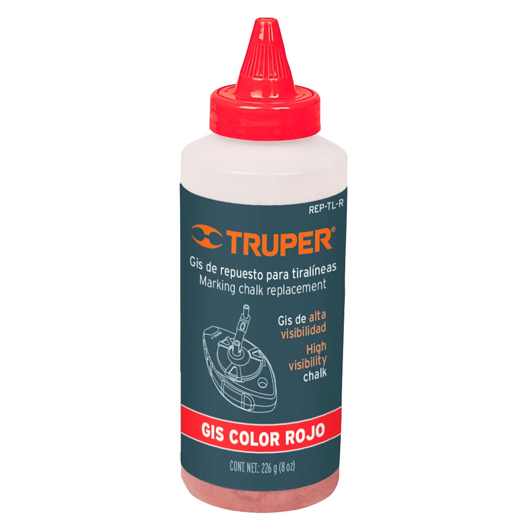 18578 / Gis rojo para tiralíneas, alta visibilidad, 8 oz, Truper