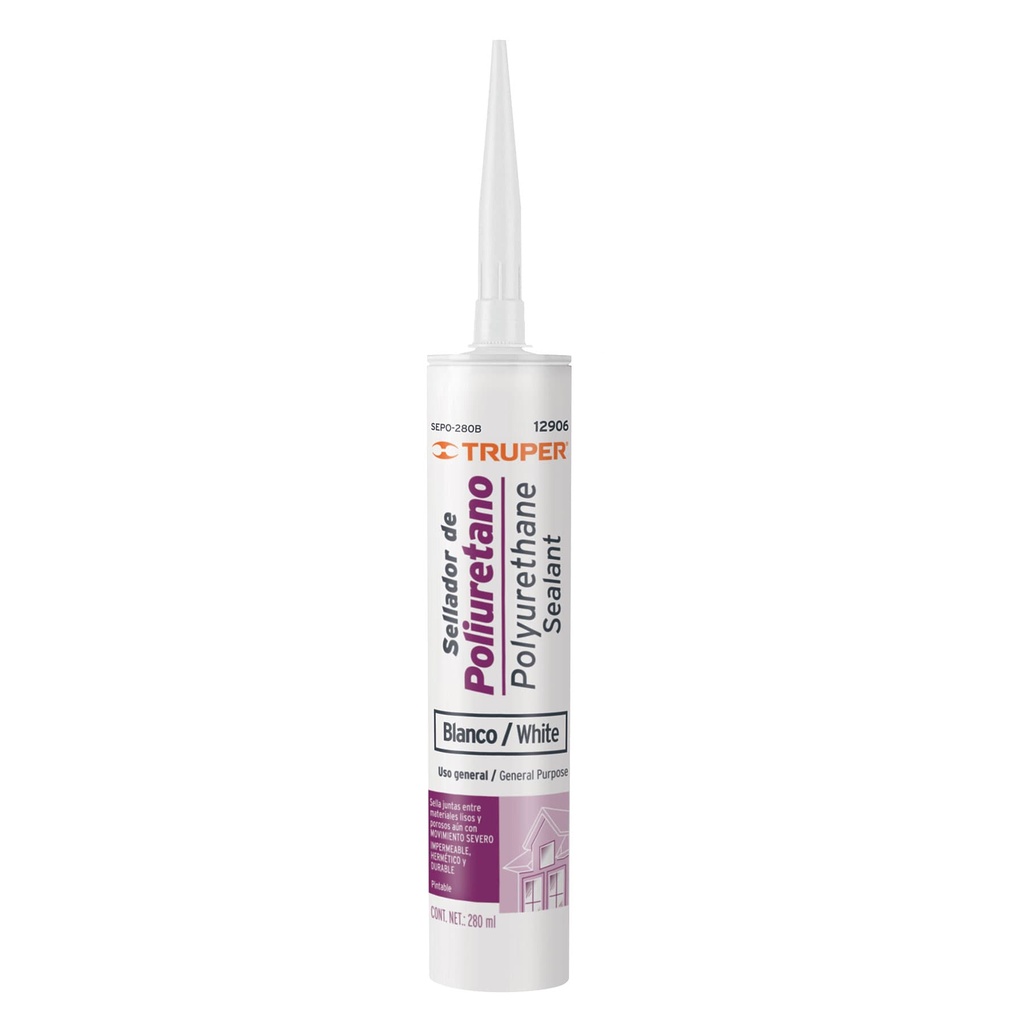 12906 / Sellador de poliuretano de 280 ml, blanco, Truper