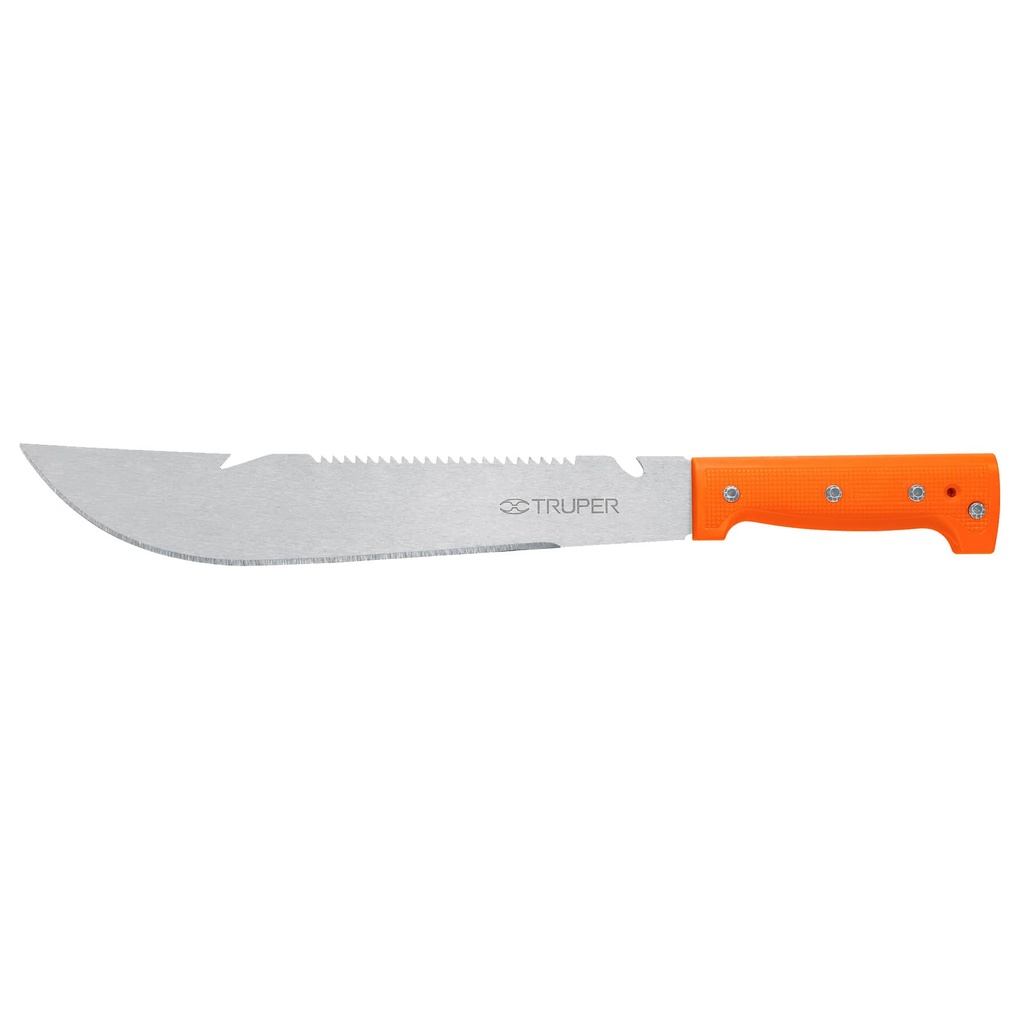 100654 / Machete rambo 12' cacha remachada naranja, Truper