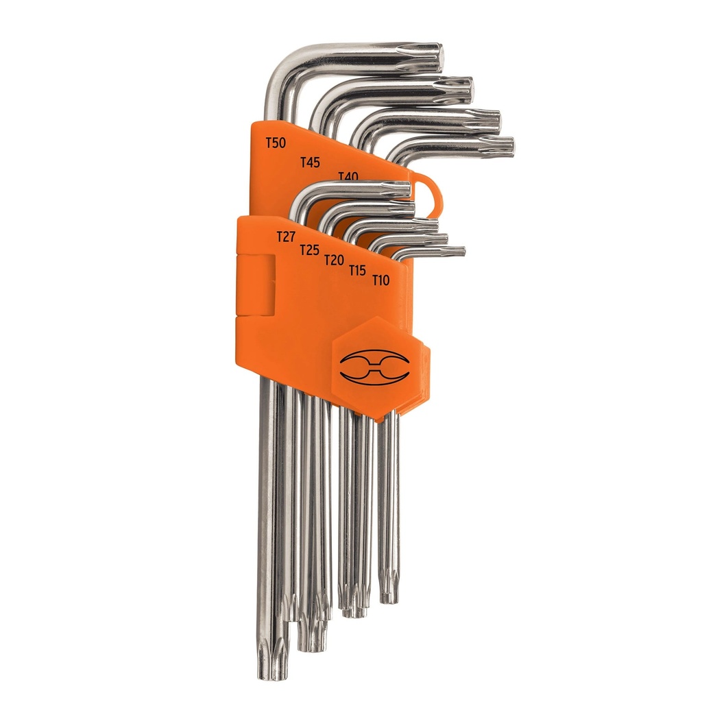 13647 / Juego de 9 llaves torx largas con organizador abatible, Truper