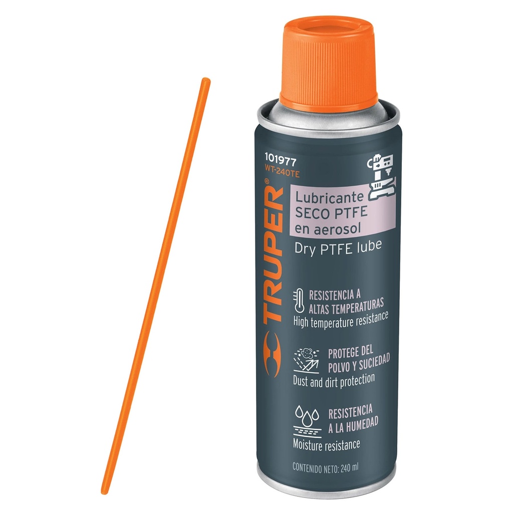 101977 / Lubricante seco PTFE en aerosol 240 ml, Truper