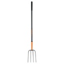 102100 / Bieldo para paja, 4 dientes, mango de acero 48', Truper