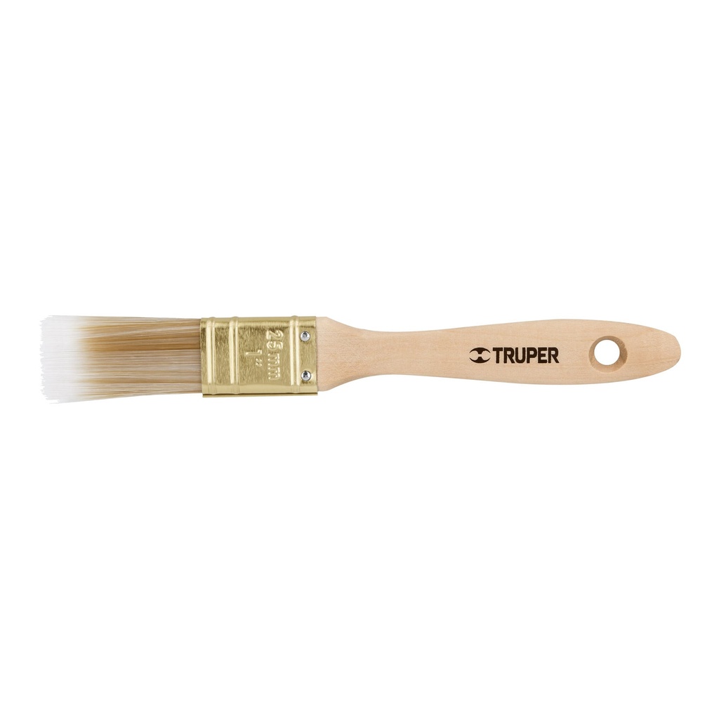 13342 / Brocha cerdas sintéticas 1' corte recto, mango de madera, Truper
