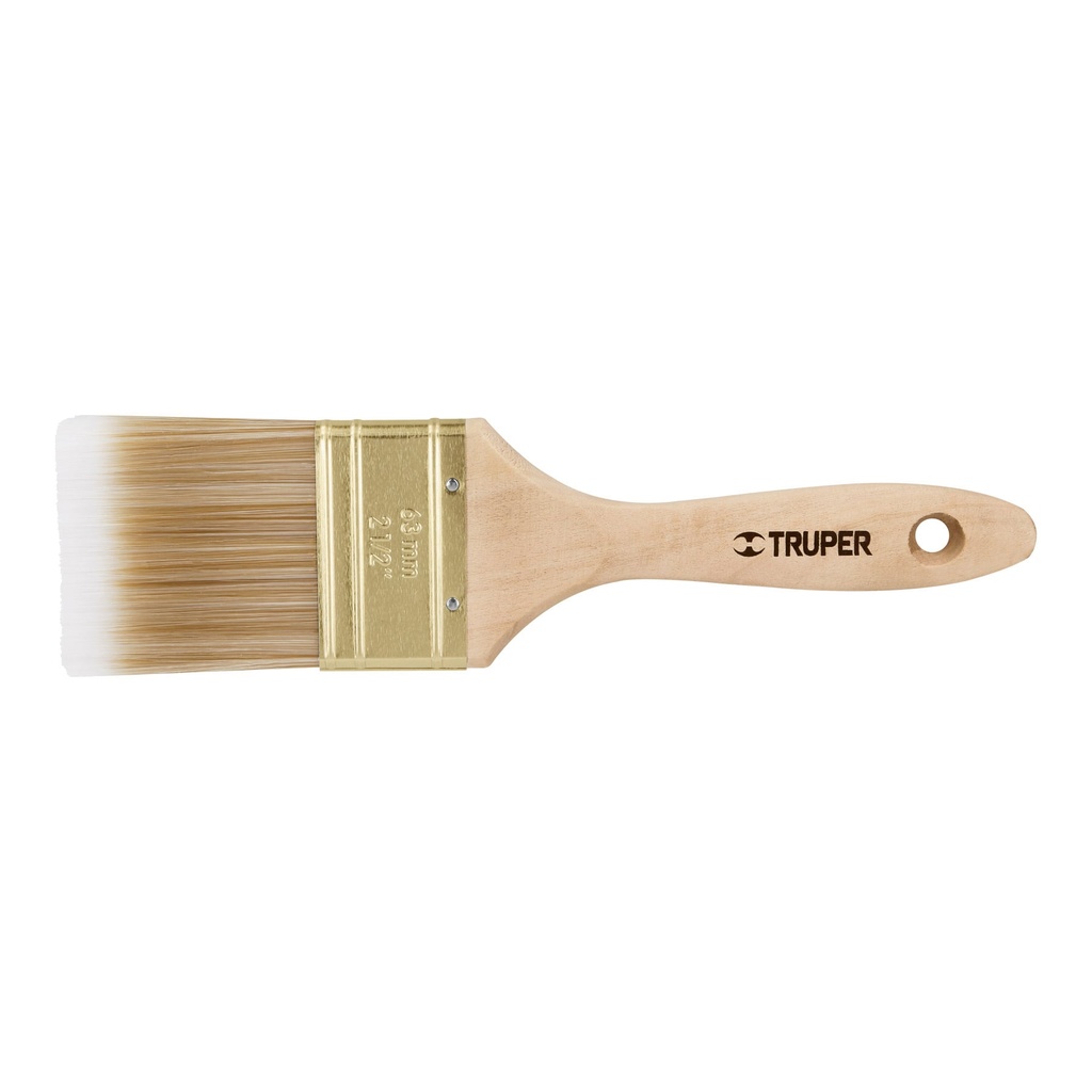 13345 / Brocha cerdas sintéticas 2-1/2' corte recto, mango de madera, Truper