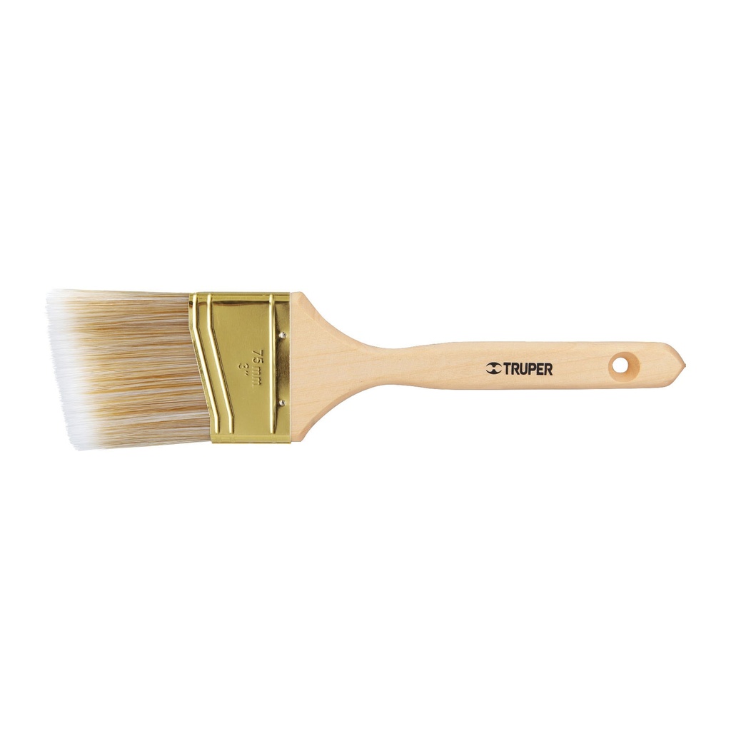 13341 / Brocha cerdas sintéticas 3' corte angular, mango de madera, Truper
