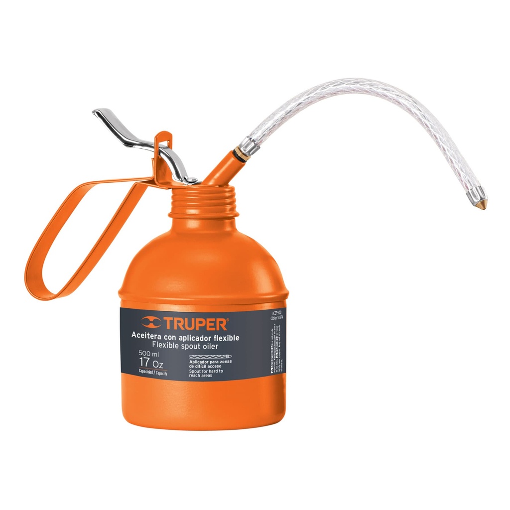 14874 / Aceitera de 500 ml (17 oz) con aplicador flexible, Truper