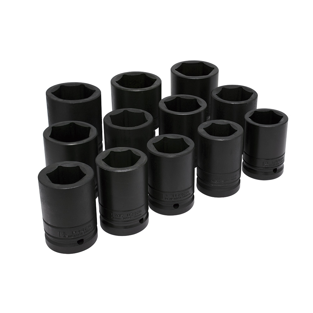 Juego de 12 dados largos de impacto en pulgadas cuadro de 1", 6 puntas, Urrea