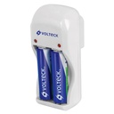 46044 / Cargador de pilas, AA, AAA y 9V, incluye 2 pilas AA, Volteck