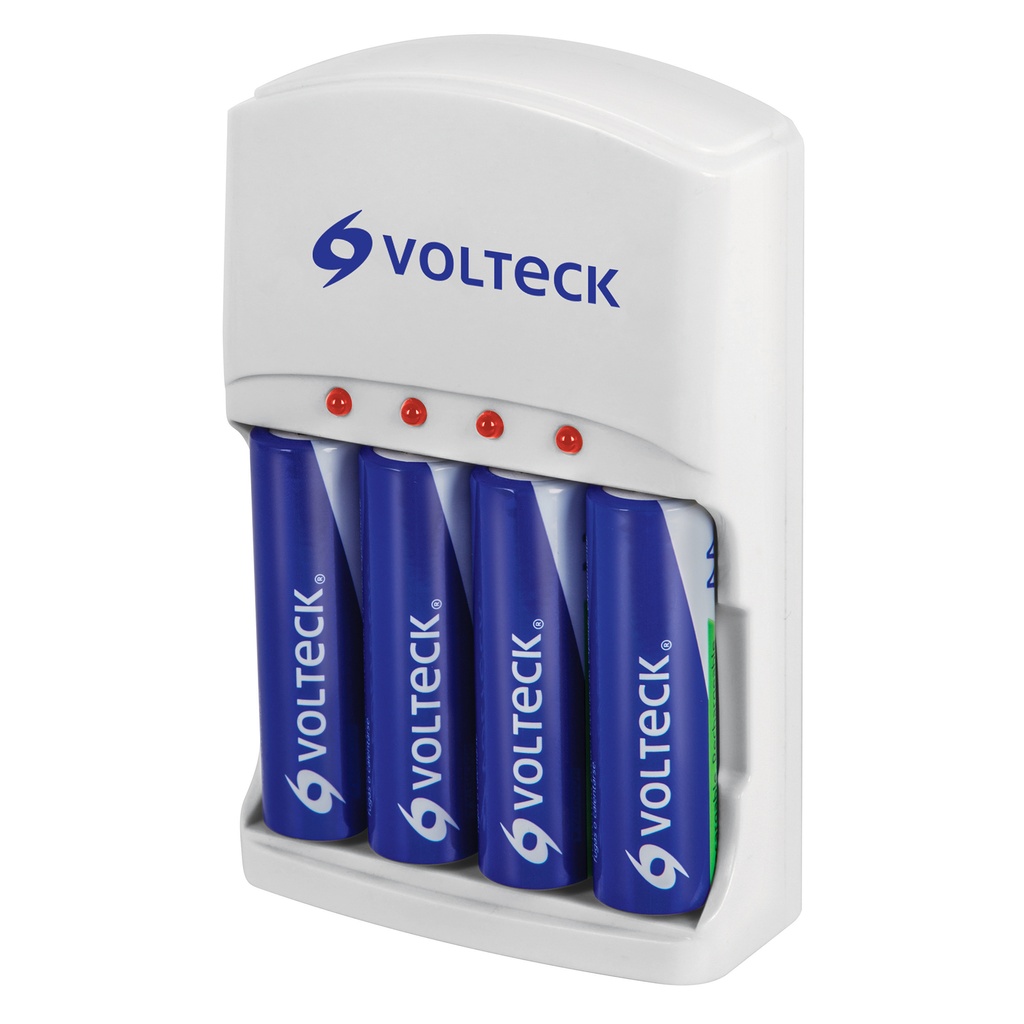 46045 / Cargador de pilas, AA, AAA y 9V, incluye 4 pilas AA, Volteck