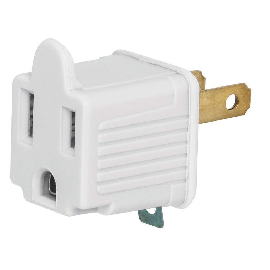 46255 / Adaptador 3 a 2, blanco, a granel, Volteck
