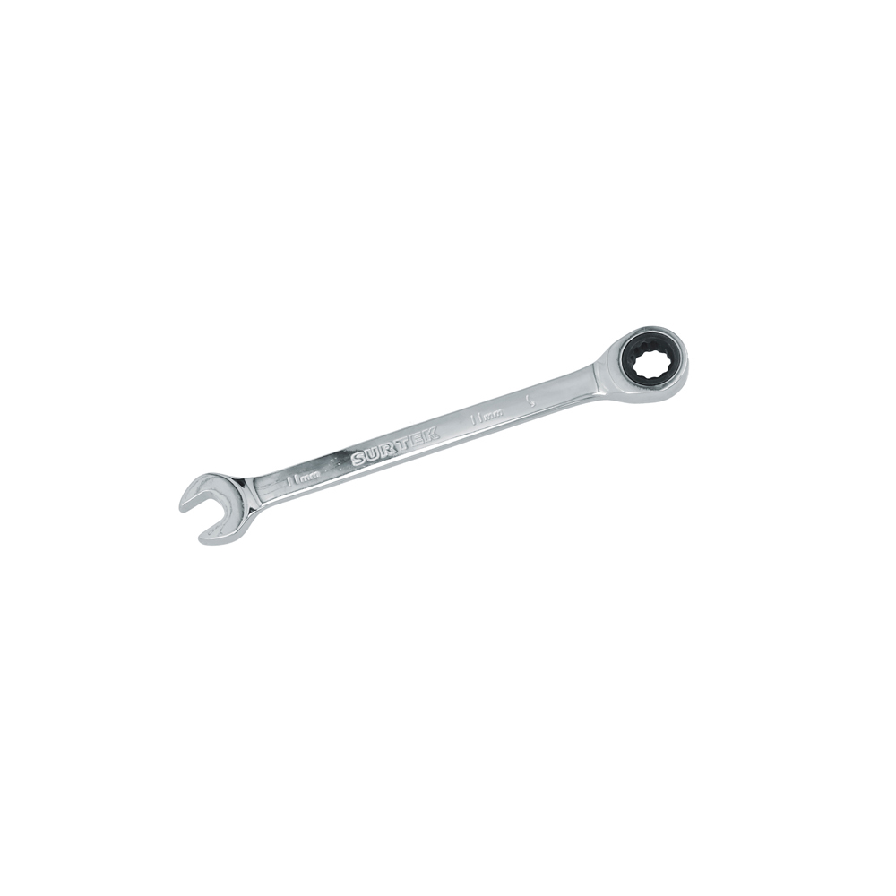 Llave combinada pulido espejo de matraca métrica, 12 puntas, 11mm, Surtek