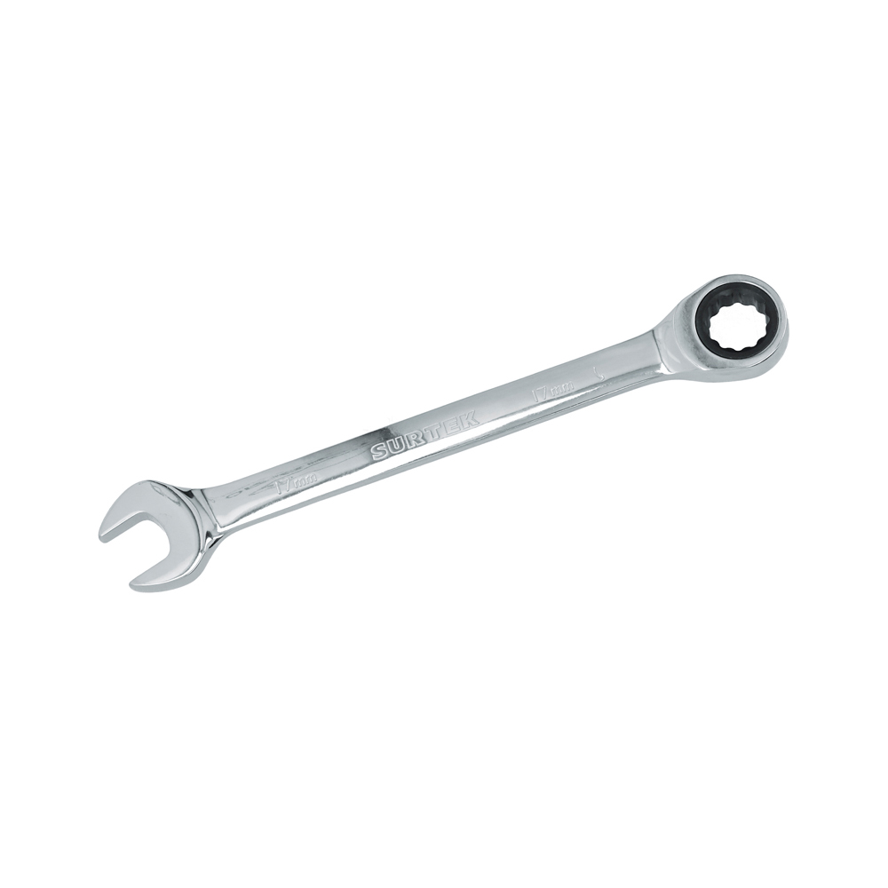 Llave combinada pulido espejo de matraca métrica, 12 puntas, 17mm, Surtek