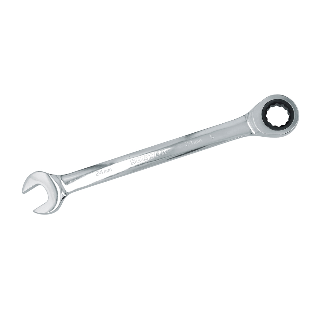 Llave combinada pulido espejo de matraca métrica, 12 puntas, 24mm, Surtek