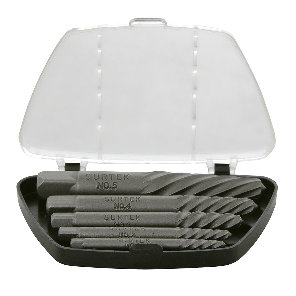 Juego de extractor "cola de cochino" para tornillos, 5 piezas, Surtek