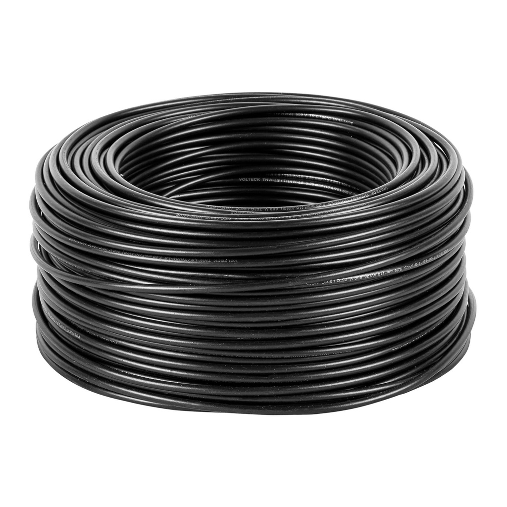 46051 / Rollo de 100 m de cable THHW-LS 10 AWG negro, Volteck