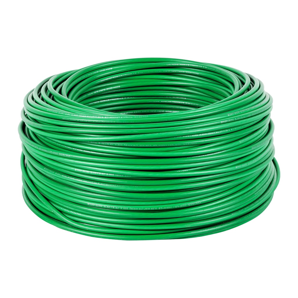 46063 / Rollo de 100 m de cable THHW-LS 10 AWG verde, Volteck