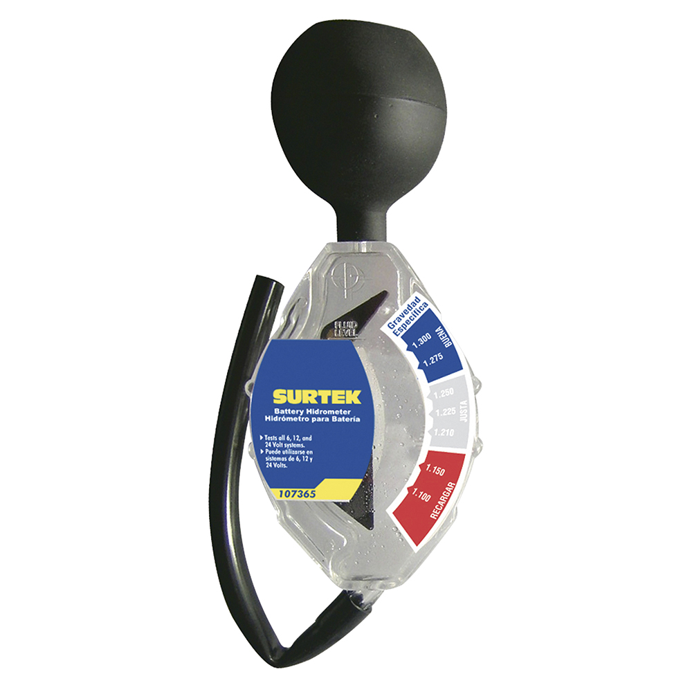 Hidrómetro para batería, capacidad 1100 - 1300 g/cm2, Surtek