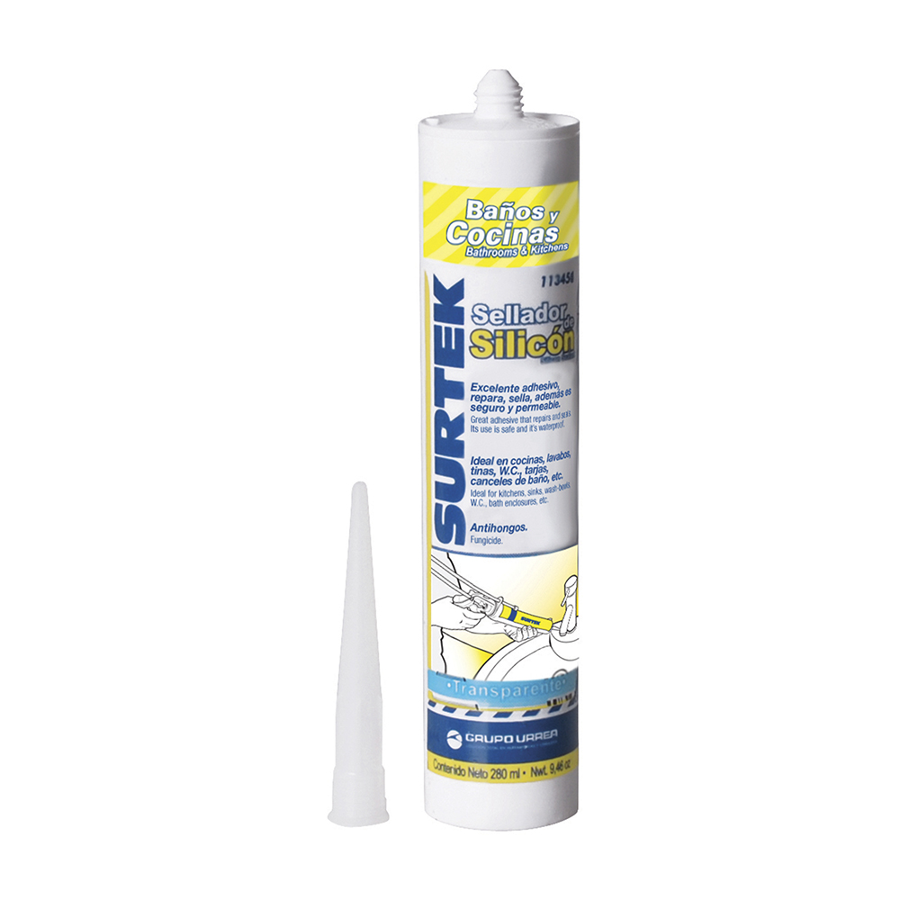 Silicon para baño y cocina, color transparente, 280 ml, Surtek