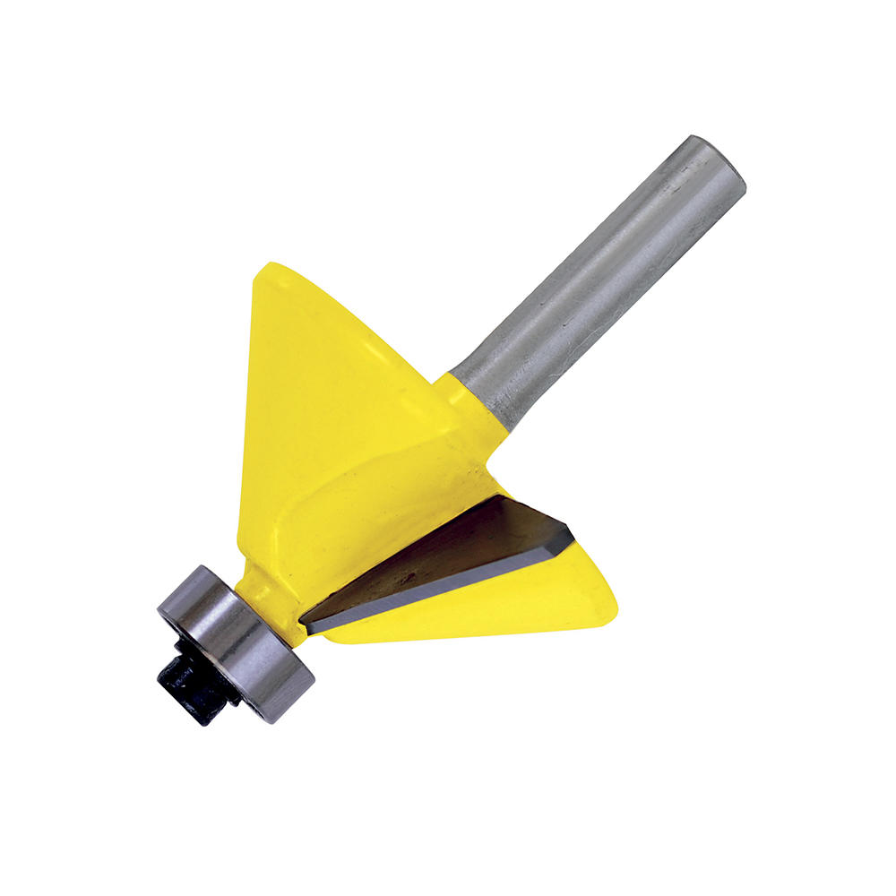 Broca para router de acero chaflán con balero 1-1/4" zanco de 1/4", Surtek