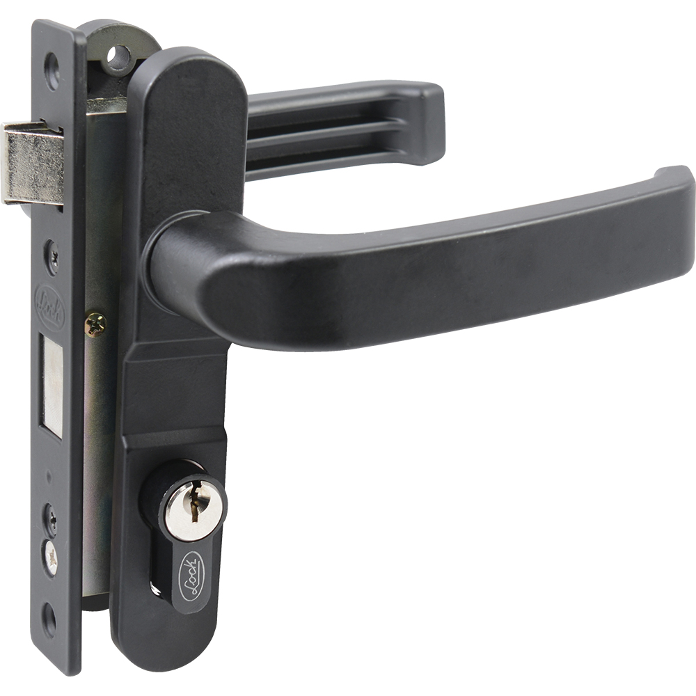 Cerradura Euro para puerta de aluminio función doble, negro, llave estándar, Lock