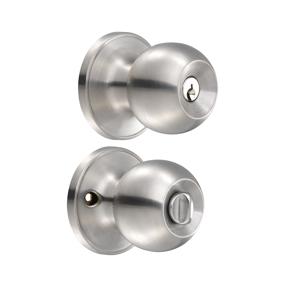 Pomo tubular bola función baño, acero inoxidable, llave estándar, blíster, Lock