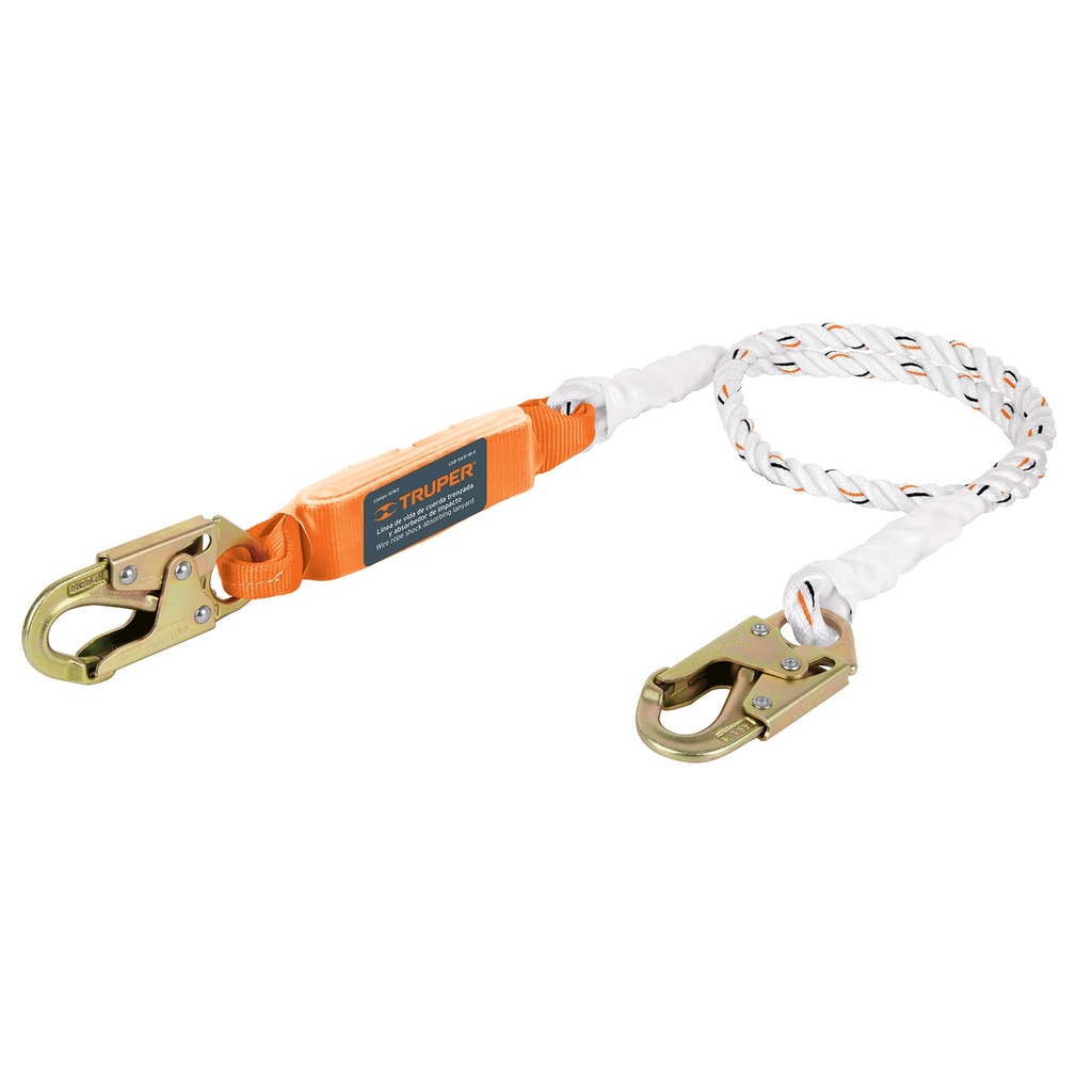 10763 / Línea de vida 1.8m cuerda políéster, absorbedor impacto,ANSI, Truper
