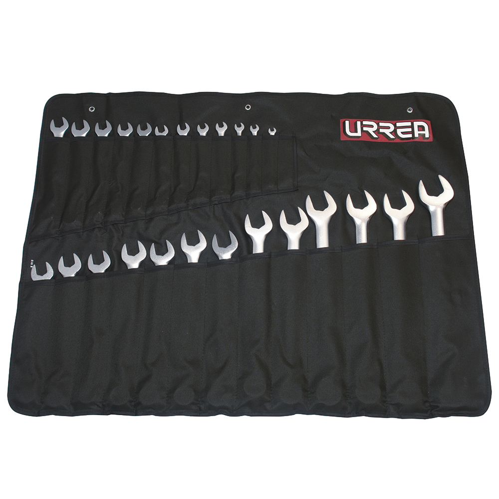 Juego de 25 llaves combinadas satinadas métricas, 12 puntas, Urrea