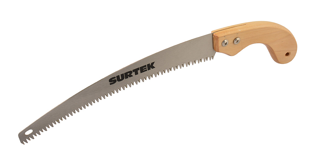 Serrucho de poda con mango de madera curvo 14", Surtek