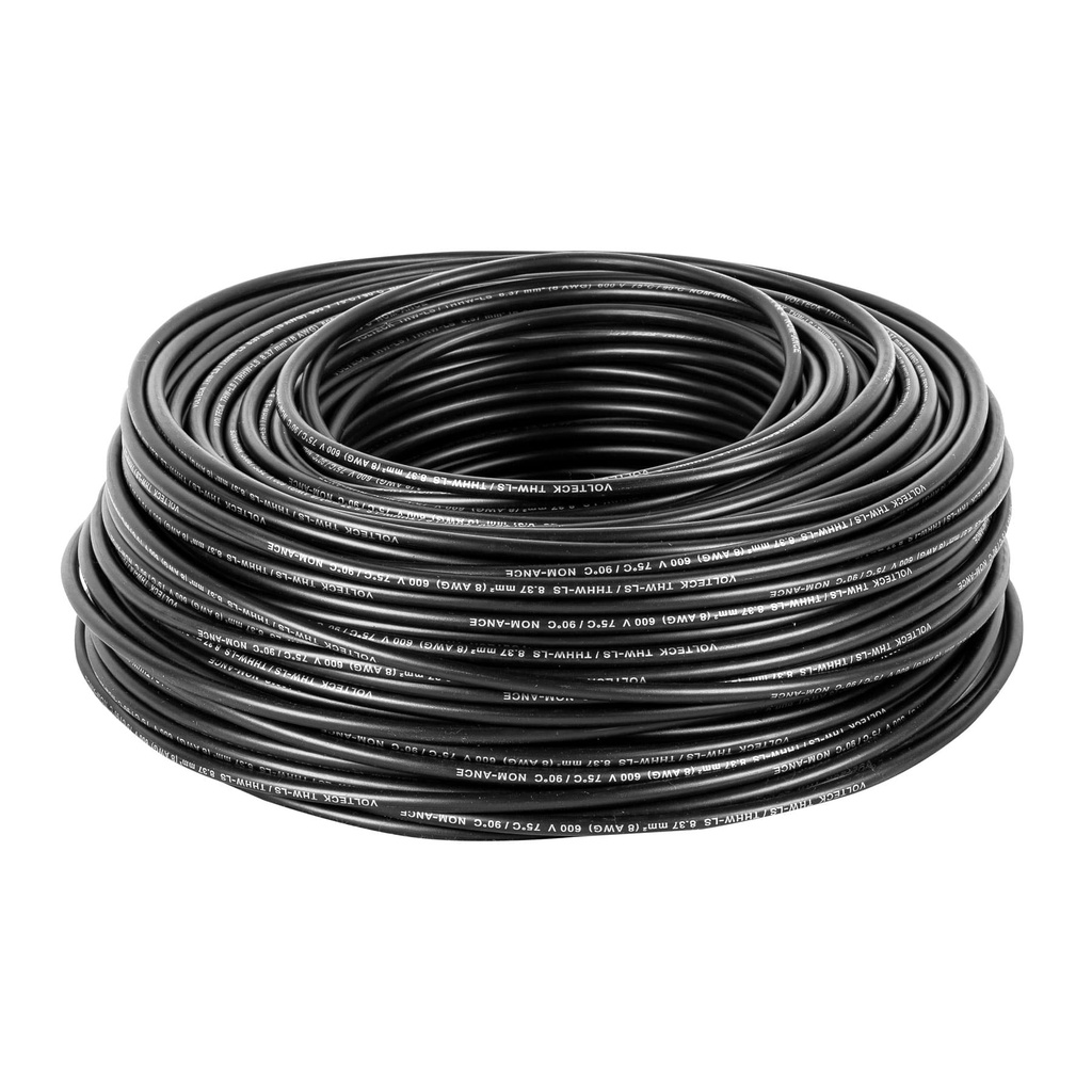 46050 / Rollo de 100 m de cable THHW-LS 8 AWG negro, Volteck