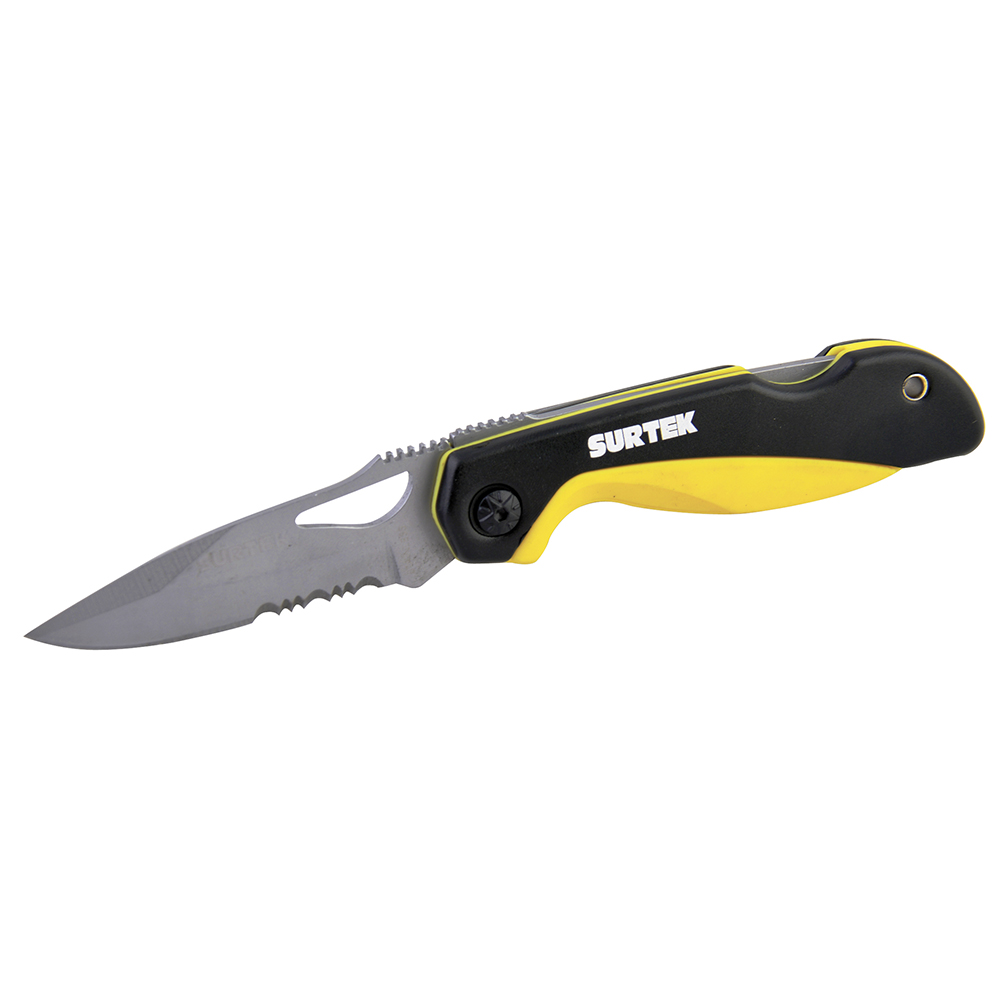 Navaja abatible de acero inoxidable con mango bimaterial, Surtek