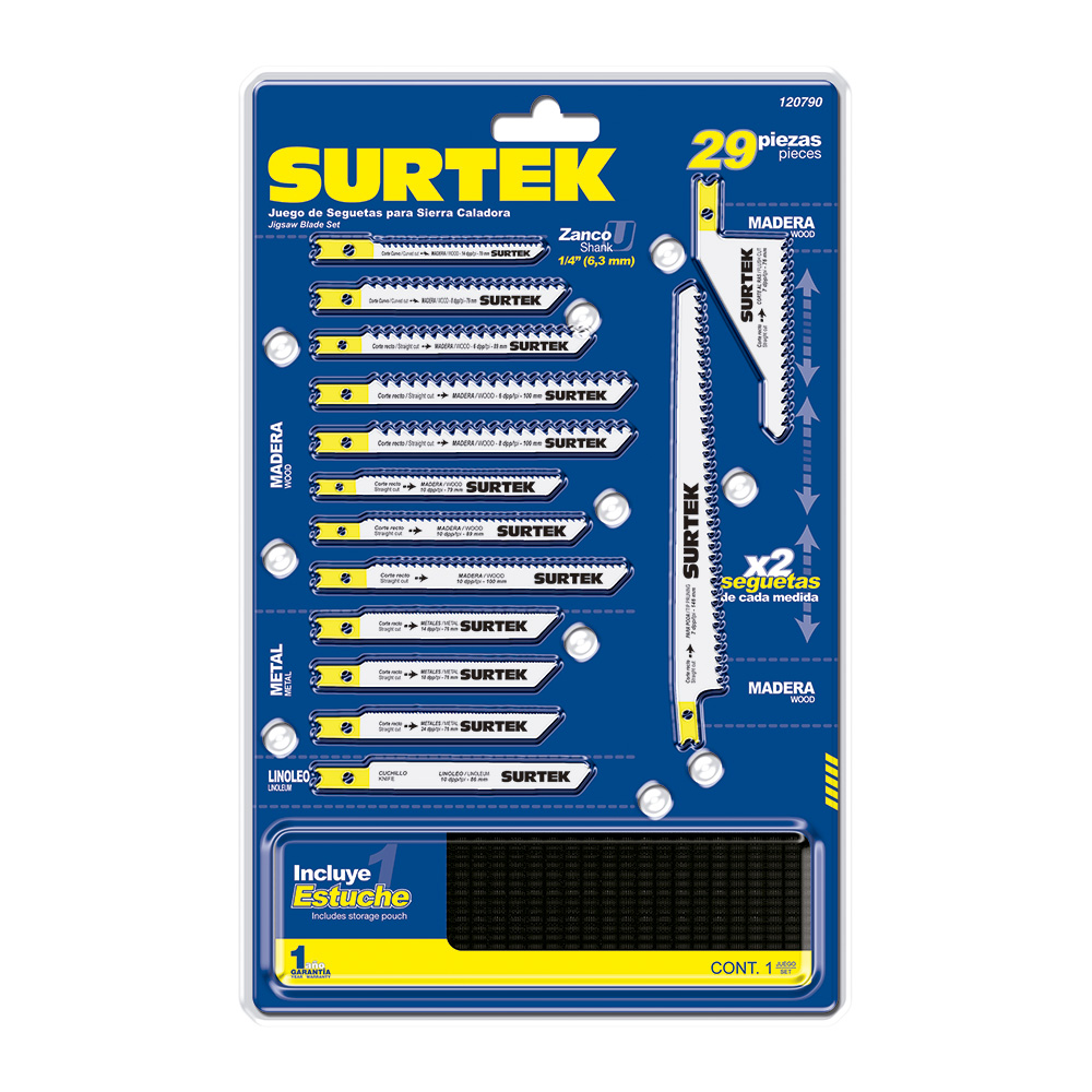 Juego de seguetas para sierras caladoras, 29 piezas, Surtek