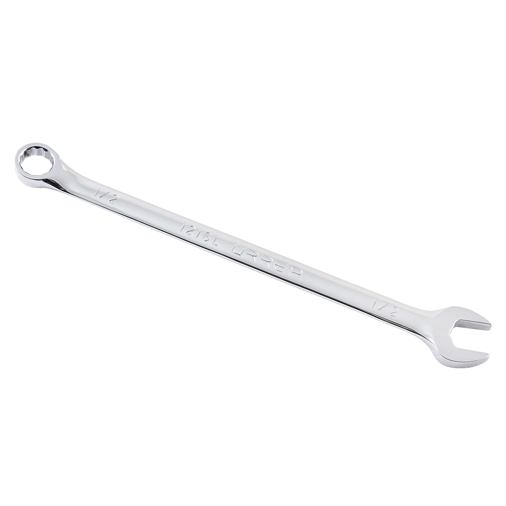 Llave combinada extra larga pulido espejo en pulgadas, 12 puntas, 1/2", Urrea