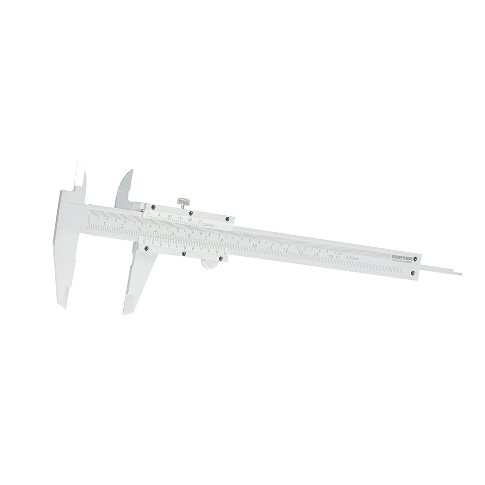 Calibrador en pulgadas y milímetros vernier 0 - 6", Surtek