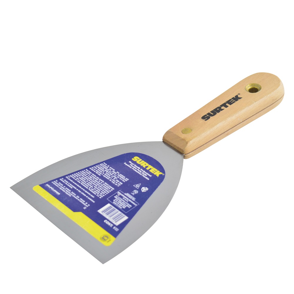 Espátula flexible de acero de alto carbón con mango de madera 6", Surtek
