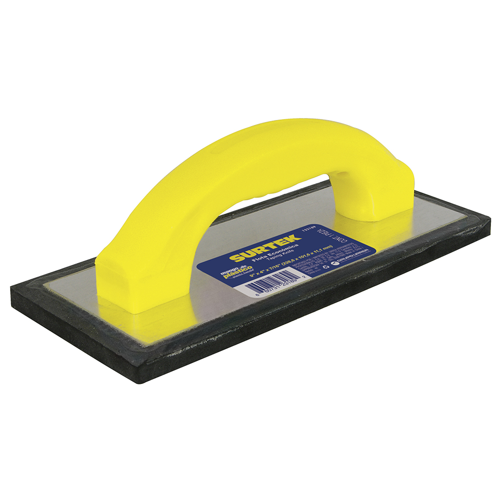 Flota de hule acabado fino con mango de plástico 9" x 4" x 7/16", Surtek