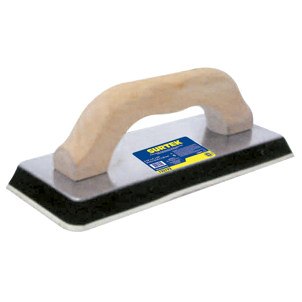 Flota de hule acabado liso con mango de madera 9-1/2" x 4" x 5/8", Surtek