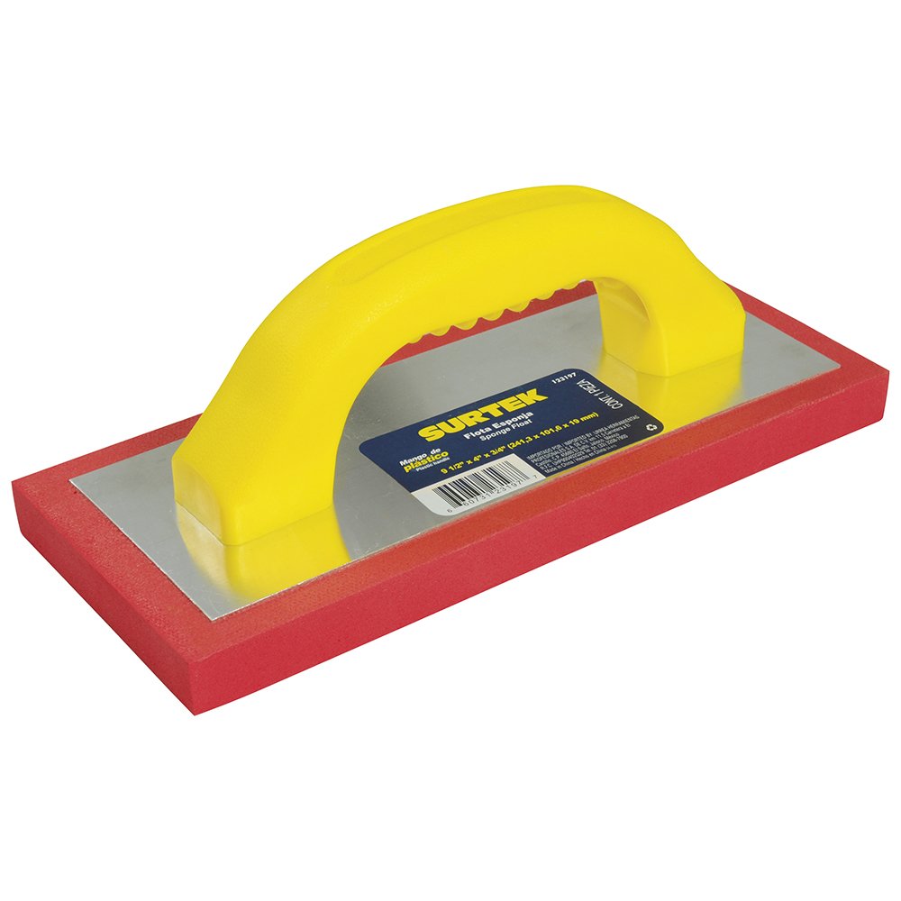Flota de esponja acabado áspero con mango de plástico 9-1/2" x 4" x 3/4", Surtek