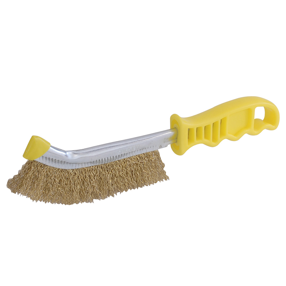 Cepillo de alambre de acero latonado anti-chispa con mango curvo, Surtek