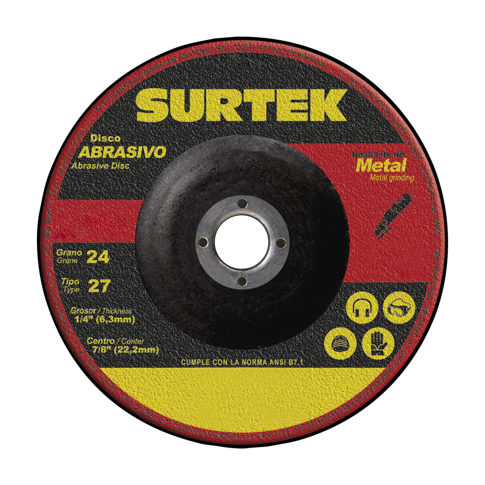 Disco abrasivo tipo 27 para metal 9" x 1/4", Surtek