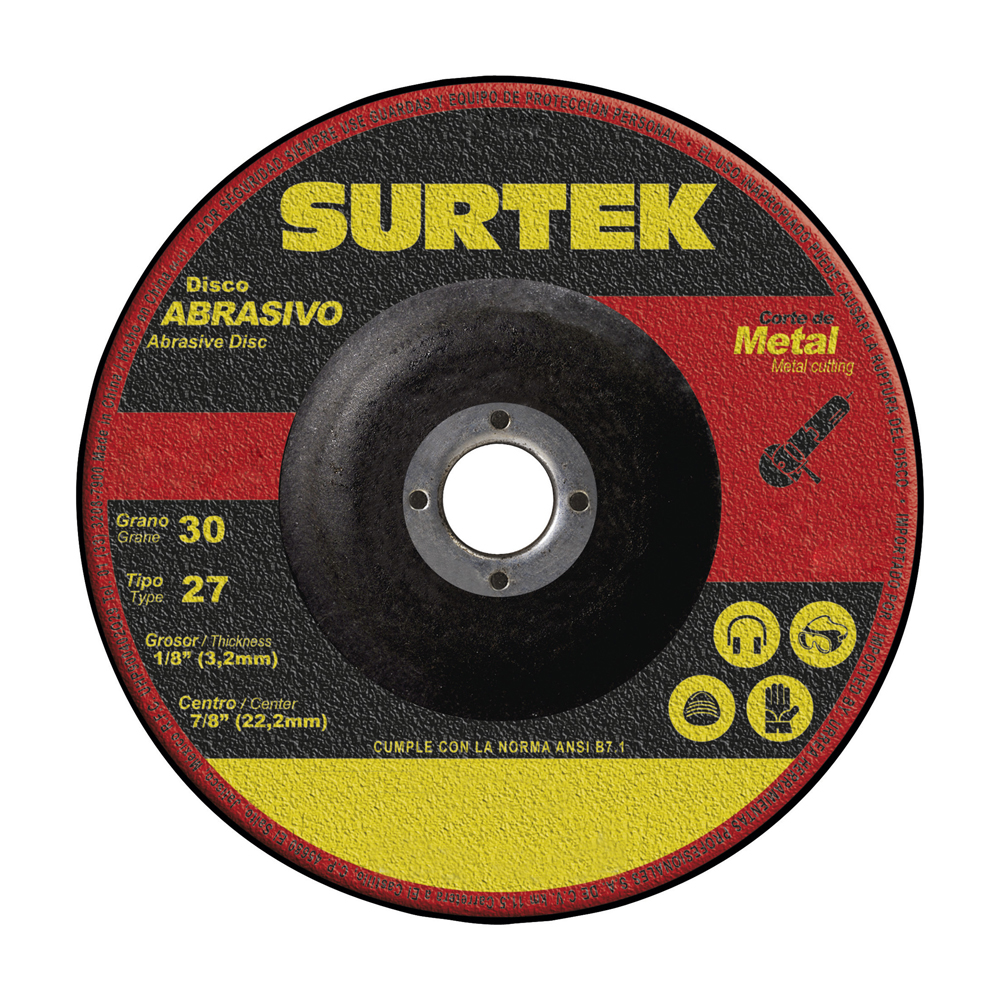 Disco abrasivo tipo 27 para metal 7" x 1/8", Surtek