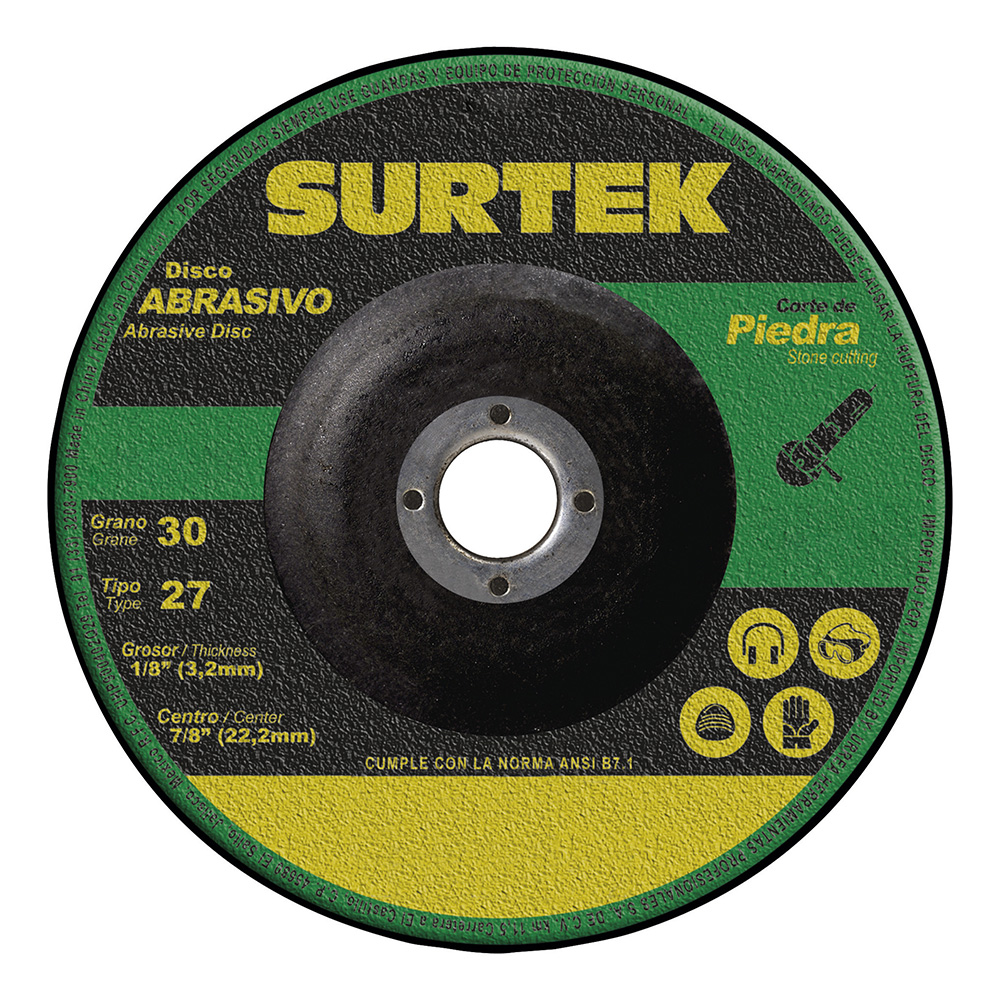 Disco abrasivo tipo 27 para piedra 9" x 1/8", Surtek