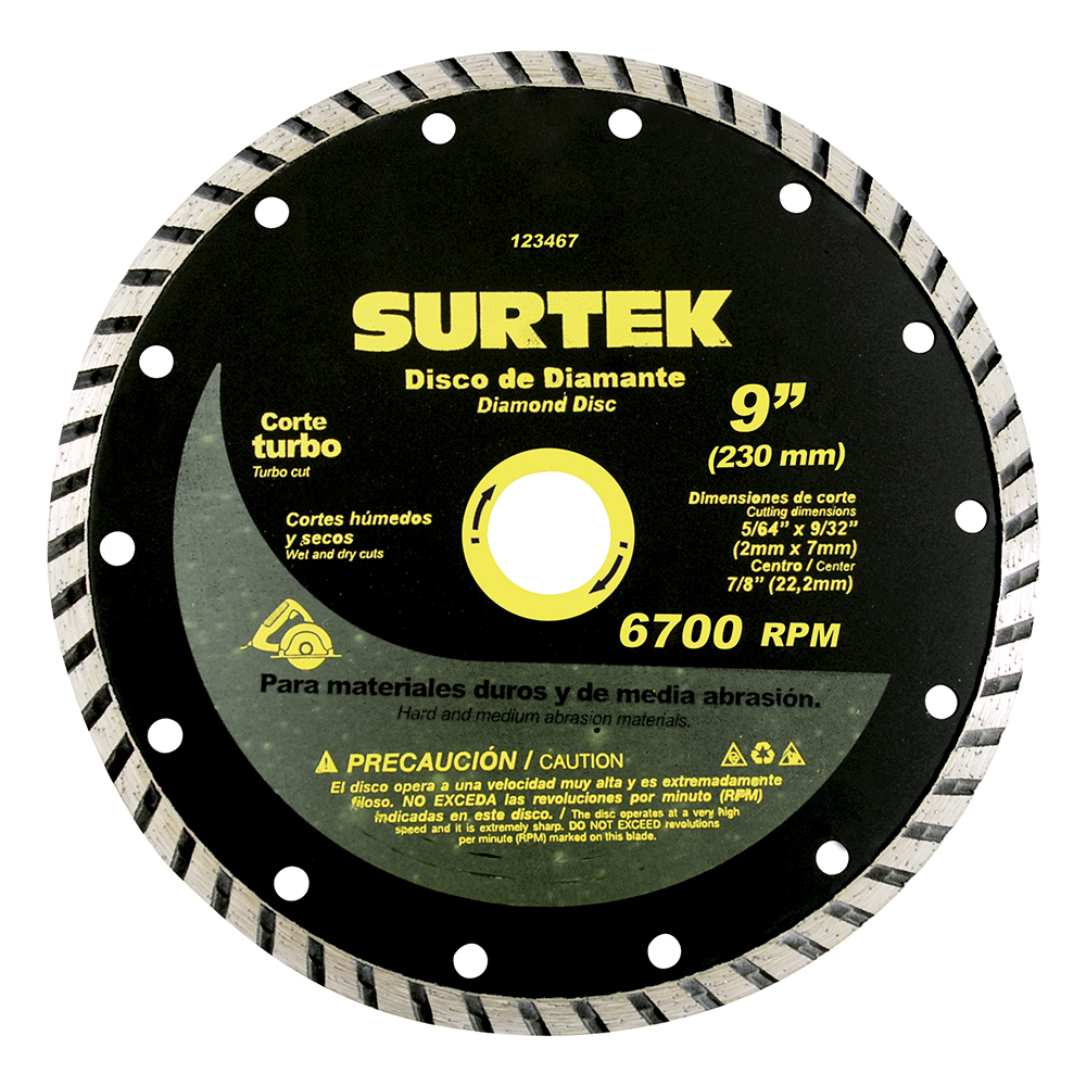 Disco de diamante turbo 9", Surtek