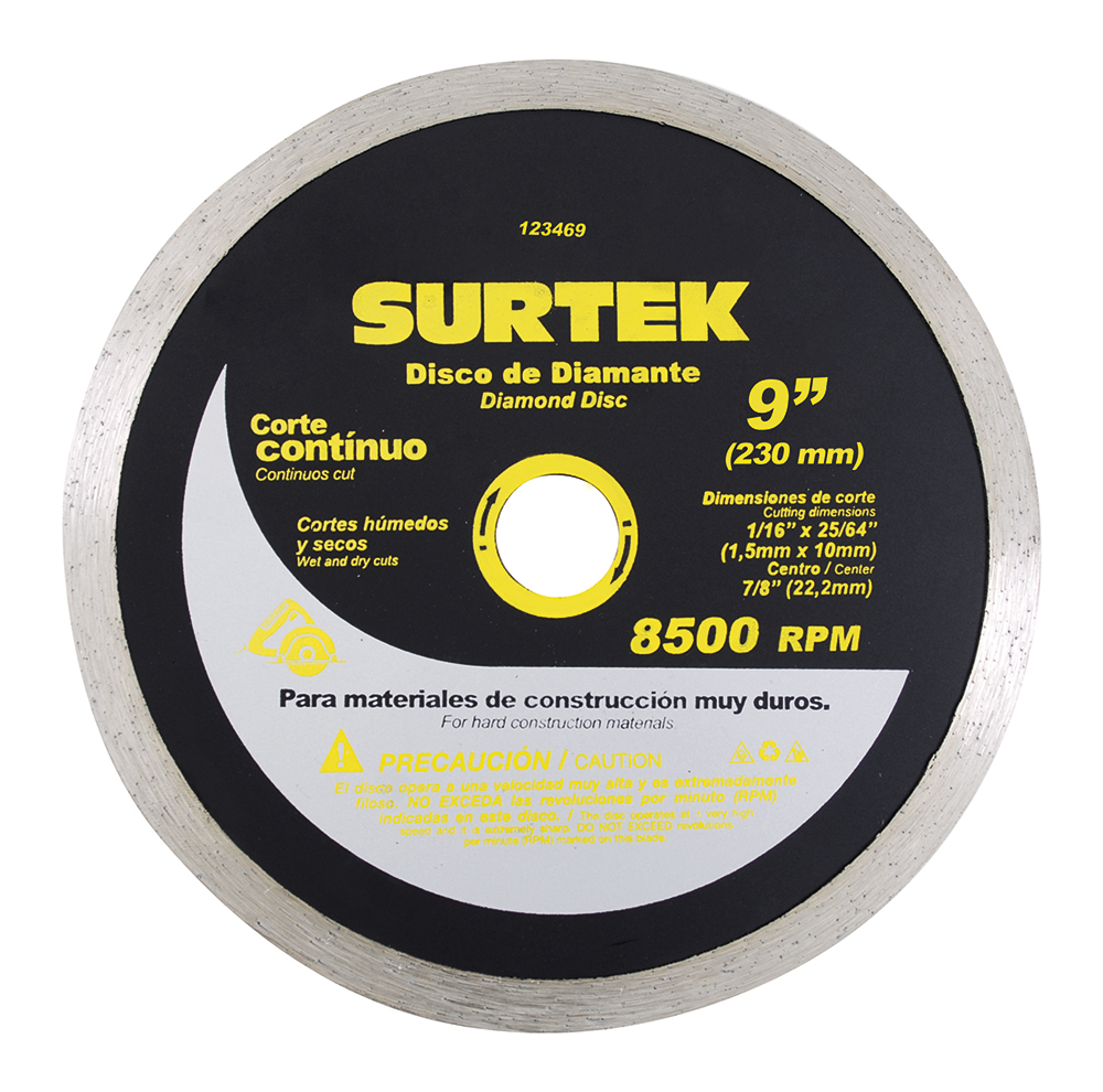 Disco de diamante continuo, 9", Surtek