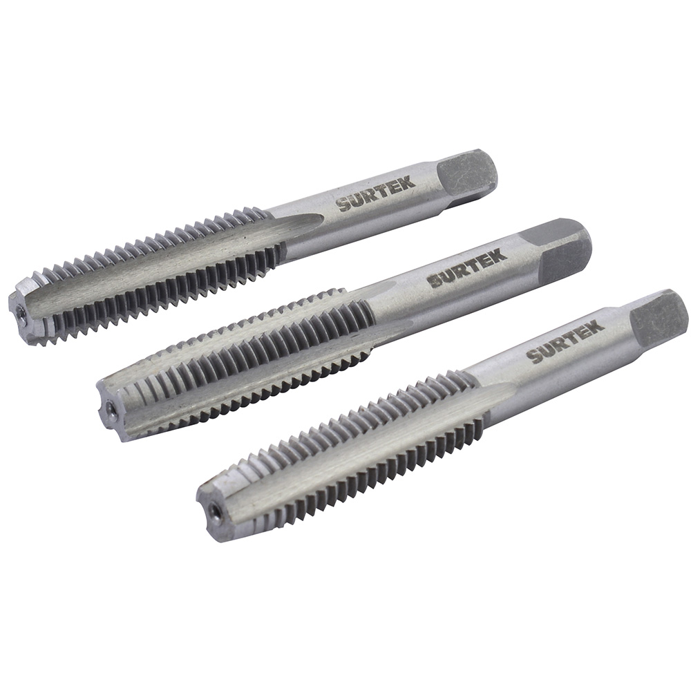 Juego de 3 machuelos de acero de alta velocidad M8 x 1.25, Surtek