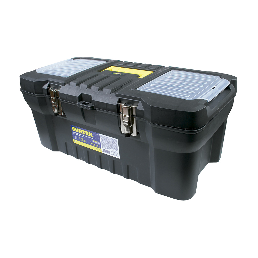 Caja portaherramientas plástica con broches metálicos y organizador 20" x 10" x 9", Surtek
