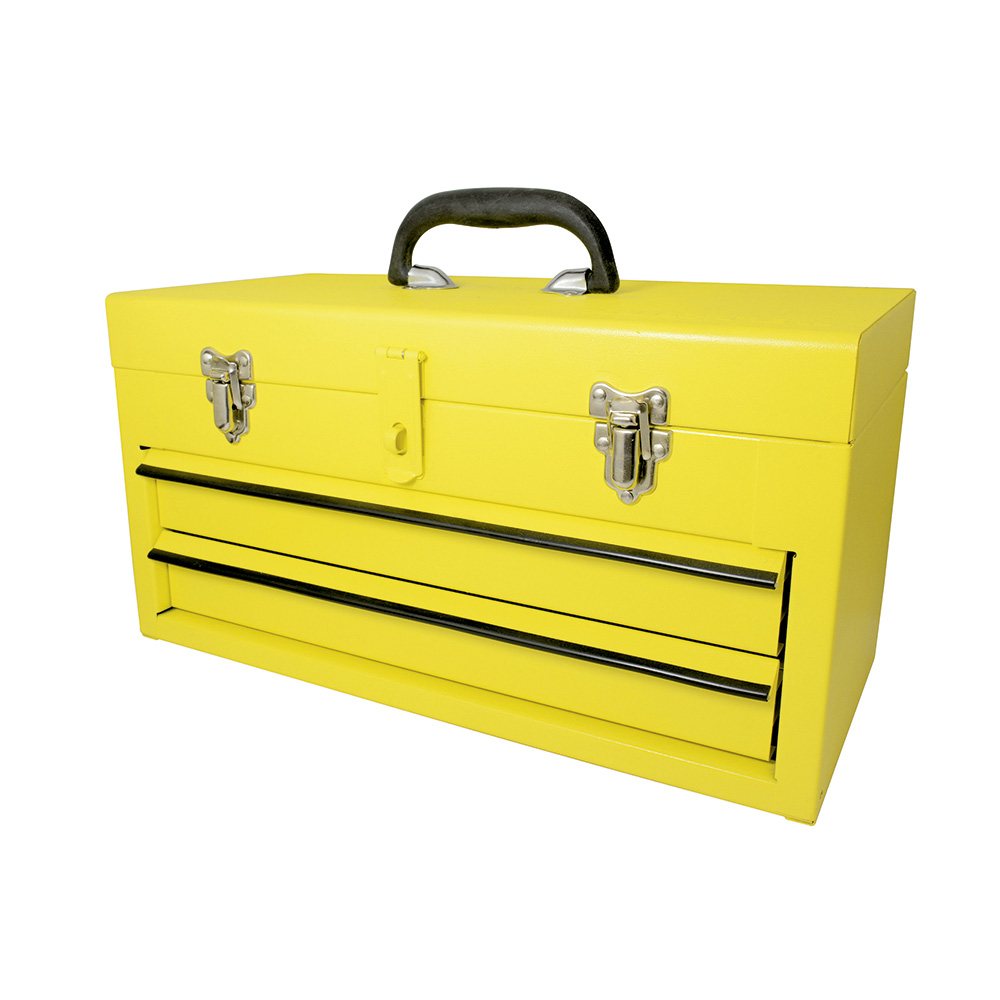 Caja portaherramientas metálica amarilla con 2 gavetas 18" x 9" x 11", Surtek