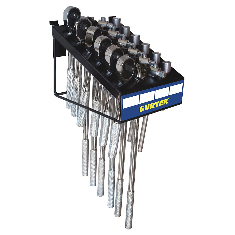 Rack con accesorios para dados cuadro de 1/2", 24 piezas, Surtek